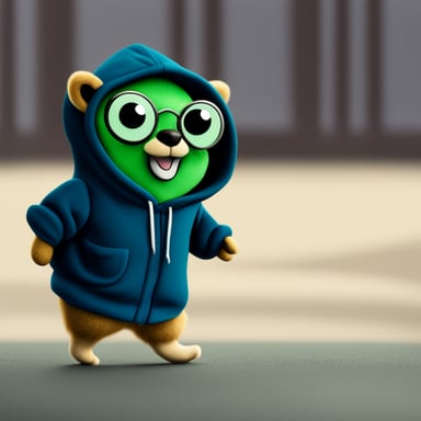 Go Blue Gopher in a green hoodie with the inscription ZoV