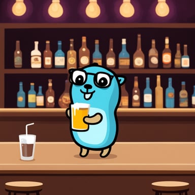 Go blue gopher drunk in Thai bar