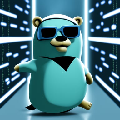 Go Blue Gopher as Neo in The Matrix.