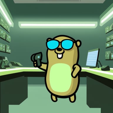 Go Blue Gopher as Neo in The Matrix.