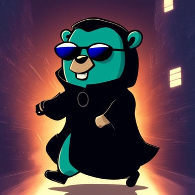 Go Blue Gopher as Neo in The Matrix.