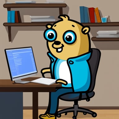 Go Blue Gopher coding a todo application.