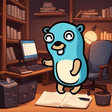 Go Blue Gopher coding a todo application.