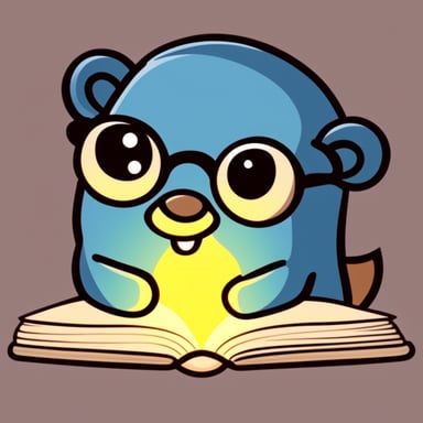 A go blue gopher in a reflective mood, writing in a journal by candlelight.
