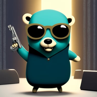 Go Blue Gopher as Neo in The Matrix.