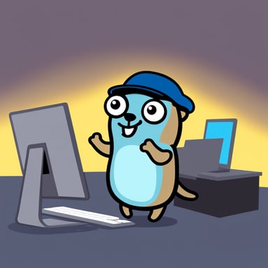 A go blue gopher, doing sysadmin stuff.