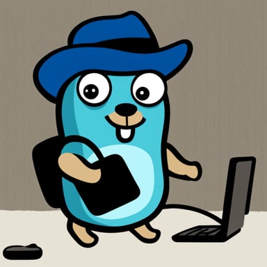 A go blue gopher, doing sysadmin stuff.