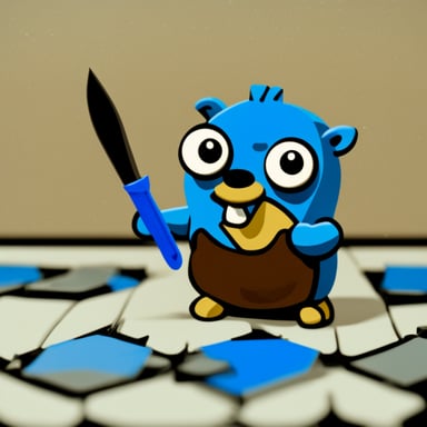 Go Blue Gopher cutting tiles.