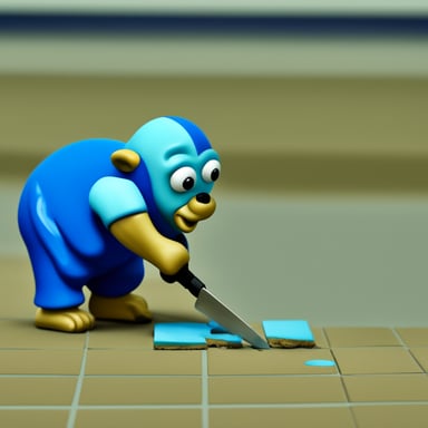 Go Blue Gopher cutting tiles.