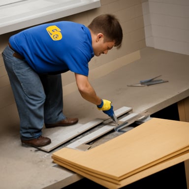 Go Blue Gopher cutting tiles.