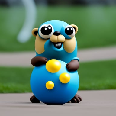 Go Blue Gopher juggling 3 colored balls.
