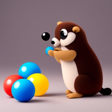 Go Blue Gopher juggling 3 colored balls.