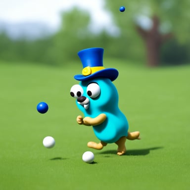 Go Blue Gopher is juggling balls.