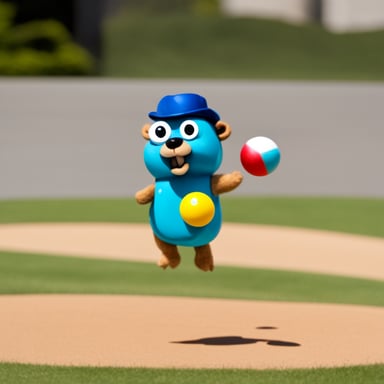 Go Blue Gopher is seen juggling skillfully.
