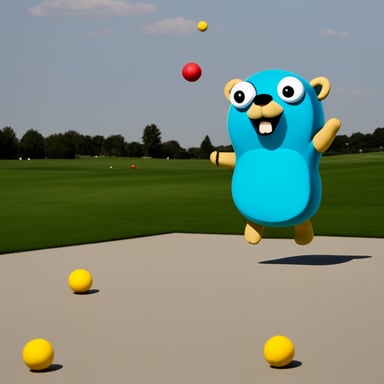 Go Blue Gopher is seen juggling skillfully.