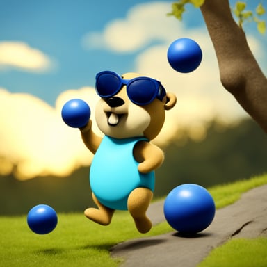 Go Blue Gopher is seen juggling balls skillfully.