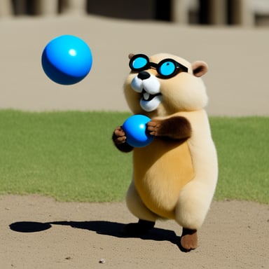 Go Blue Gopher is seen juggling balls skillfully.