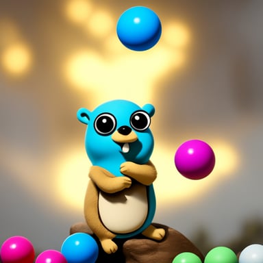 Go Blue Gopher is seen juggling balls skillfully.
