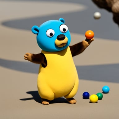 Go Blue Gopher is seen juggling balls skillfully.
