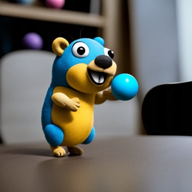Go Blue Gopher is seen juggling balls skillfully.