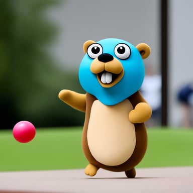 Go Blue Gopher is seen juggling balls skillfully.