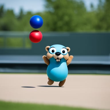 Go Blue Gopher is seen juggling balls skillfully.