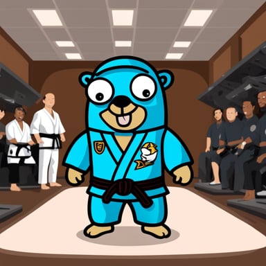 Go Blue Gopher as a BJJ black belt