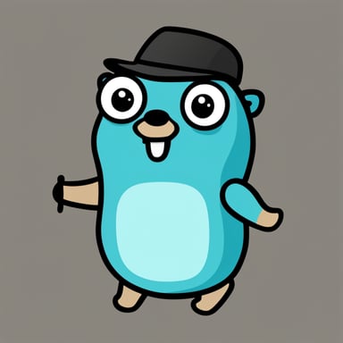 Go Blue Gopher flowing through Linux development with Vim flow.