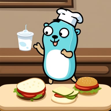 Go Blue Gopher eating a mayonnaise sandwich.