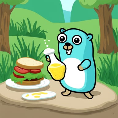 Go Blue Gopher eating a mayonnaise sandwich.