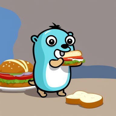 Go Blue Gopher eating a mayonnaise sandwich.