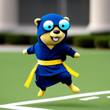 Go Blue Gopher dresses like a ninja.