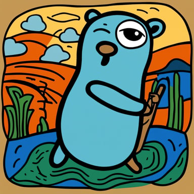 Painting in Picasso style of Go Blue Gopher being depressed.