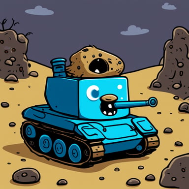 A go blue gopher hiding from zombies inside a tank