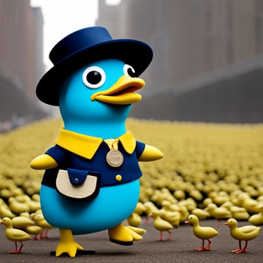 A Go Blue Gopher dressed like a duck.