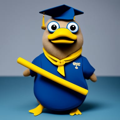 A Go Blue Gopher dressed like a duck.