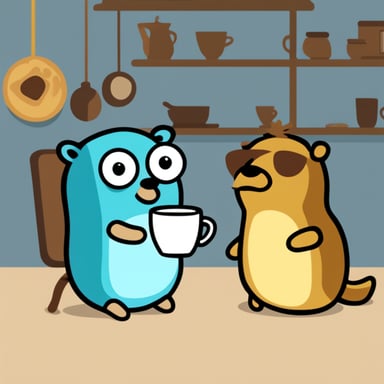 Go Blue Gopher drinking a cup of coffee holding a stuffed capybara