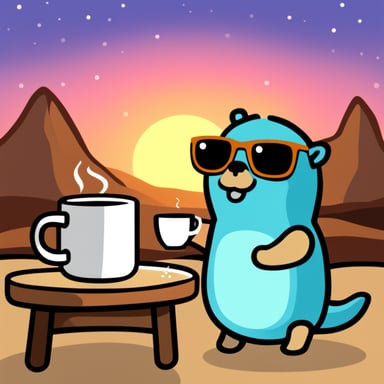 Go Blue Gopher drinking a cup of coffee holding a stuffed capybara