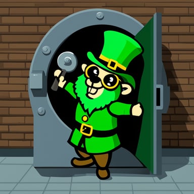 Go blue gopher as Leprechaun in a bank vault