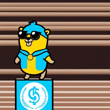 Go Blue Gopher stands on a podium in first place, wearing a gold medal, with no clothes or glasses.