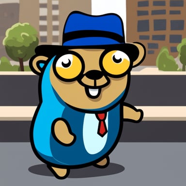 Happy Go Blue Gopher at an IT meetup.