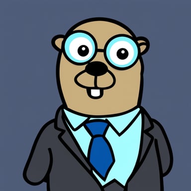 Go Blue Gopher in a suit and tie