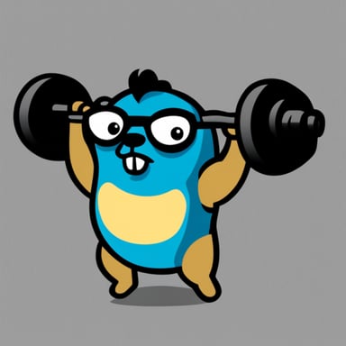 Generate Go Blue Gopher as a bodybuilder.