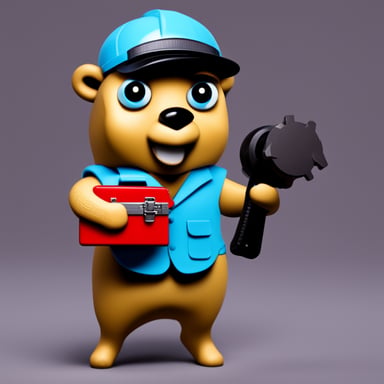 Generate Go Blue Gopher that has a toolbox.