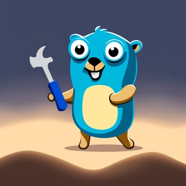 Generate Go Blue Gopher that has a toolbox.