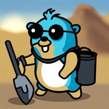 Generate Go Blue Gopher that has a toolbox.