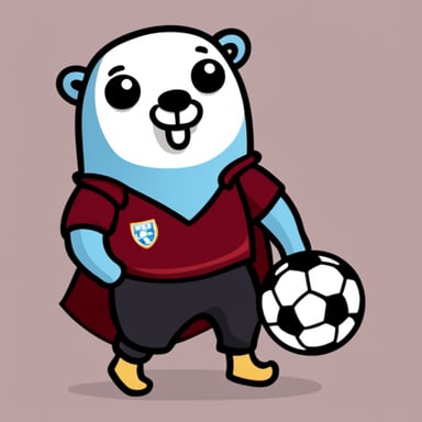 Go Blue Gopher is a soccer fan in white and dark red, supporting Rapid Bucharest.