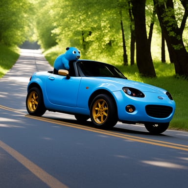 Go blue gopher in a Miata.