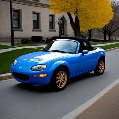 Go blue gopher in a Miata.
