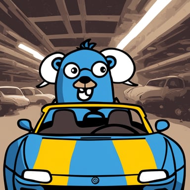 Go blue gopher in a Miata.